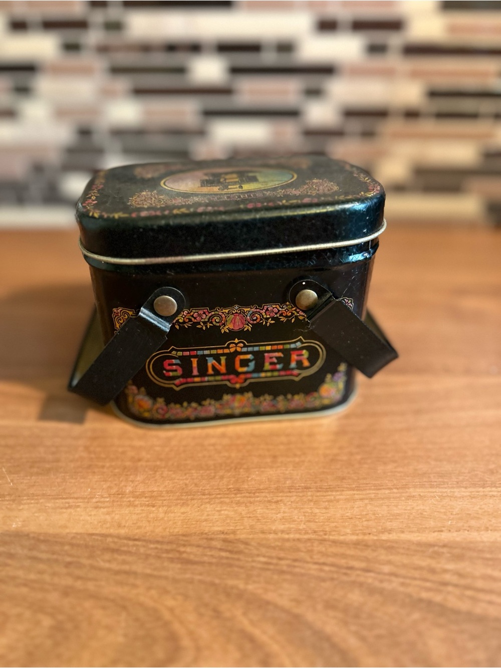 Singer Vintage Black Decorative Tin